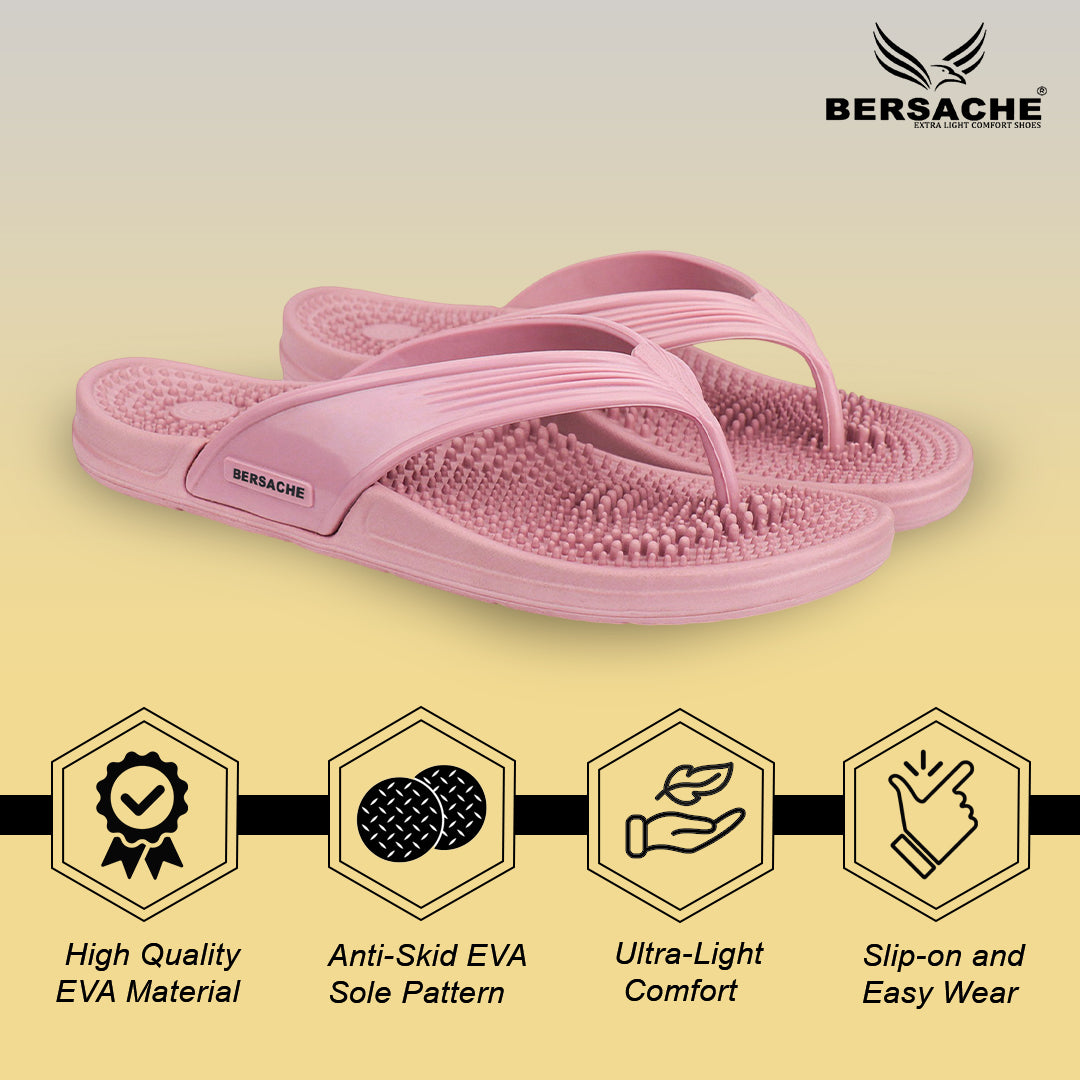 Bersache Extra Soft Classic Casual  with  Regular wear with Ultra Soft & Flexibility Technology Flip-Flop for Women's-(6334-Pink).