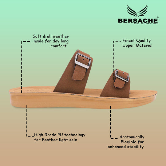 Bersache Extra Soft Classic Casual with  Regular wear with Ultra Soft & Flexibility Technology Sandal For Women's/Girl's-Dark-Brown-6261
