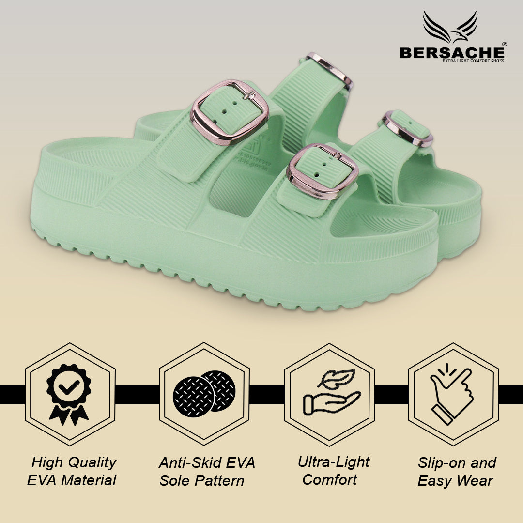 Bersache Extra Soft Classic Casual with  Regular wear with Ultra Soft & Flexibility Technology Sandal For Women's/Girl's-Green-6296.