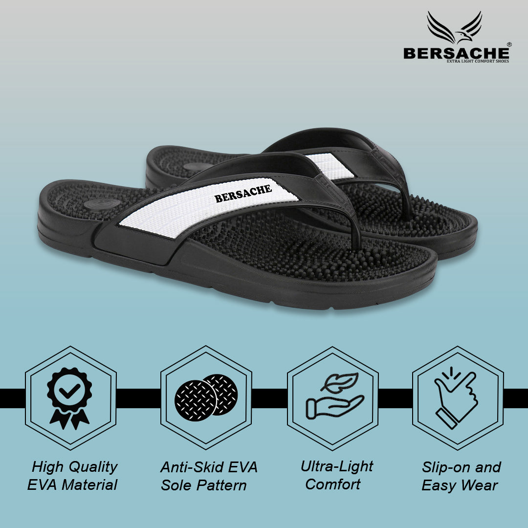 Bersache Extra Soft Classic Casual  with Regular wear with Ultra Soft & Flexibility Technology Sandals for Men's-(6335-Black).