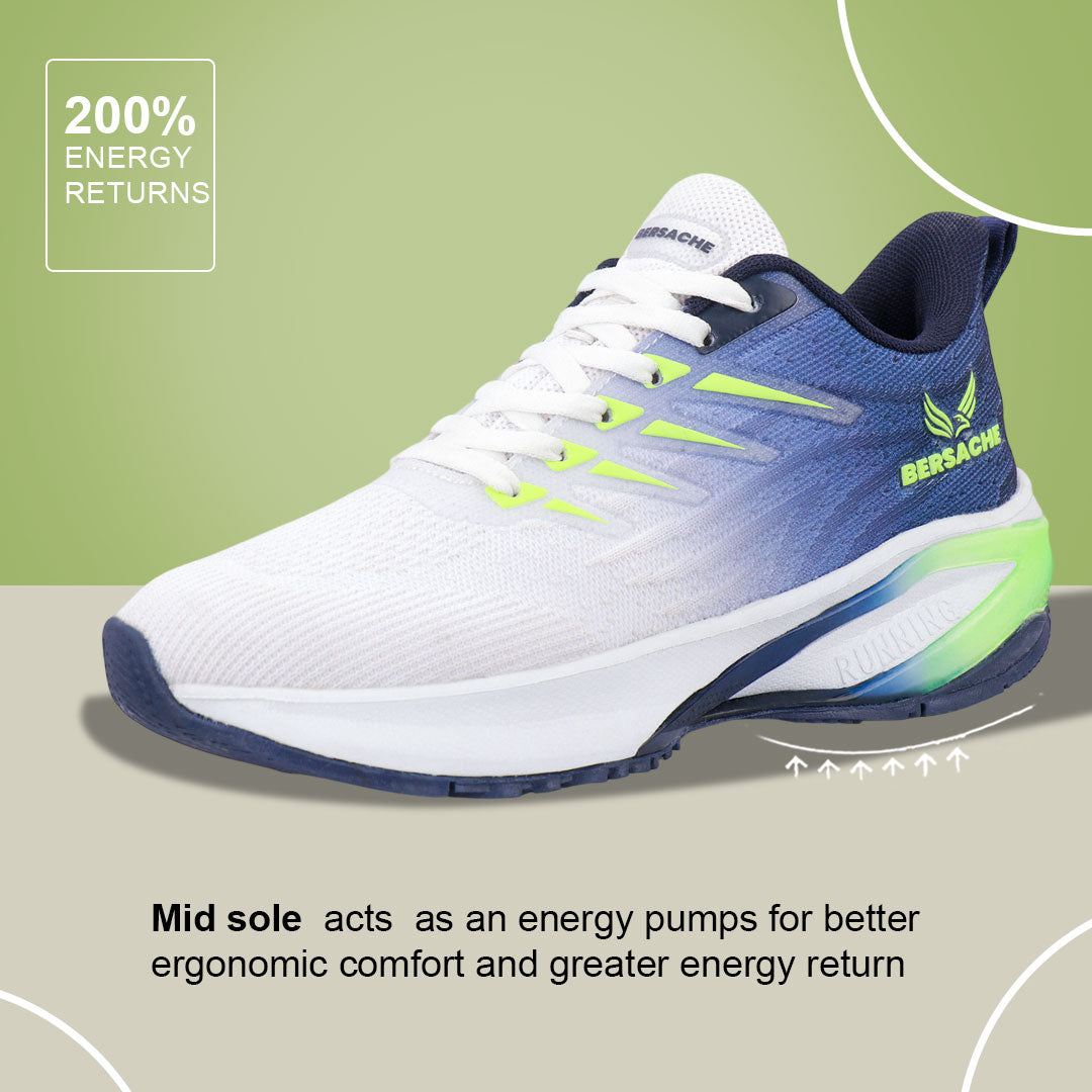 Bersache Casual Sneaker shoe for Men| Soft Cushioned Insole , Slip-Resistance Casuals For Men (Blue-White-9213).