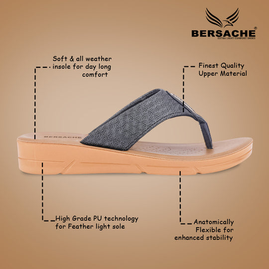 Bersache Extra Soft Classic Casual with  Regular wear with Ultra Soft & Flexibility Technology Slipper For Women's & Girl's-Black-6230