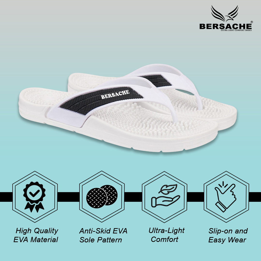Bersache Extra Soft Classic Casual  with Regular wear with Ultra Soft & Flexibility Technology Sandals for Men's-(6338-White).