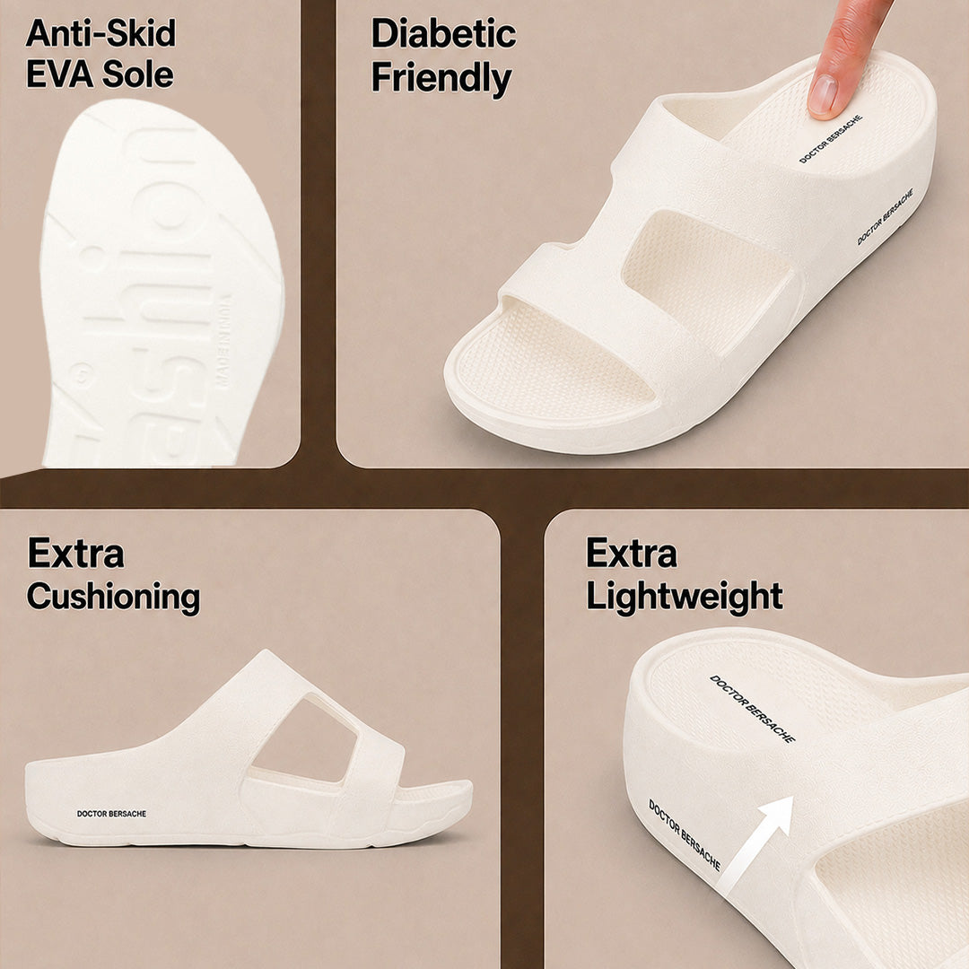 Doctor Bersache Newly Launched Orthopedic Comfort Slider for Men | Diabetic Friendly | Extra Cushioning | Arch Support | Pain White-DS113.