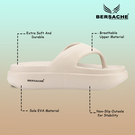 Bersache Extra Soft Classic Casual with  Regular wear with Ultra Soft & Flexibility Technology Sandal For Women's/Girl's-Begie-6265