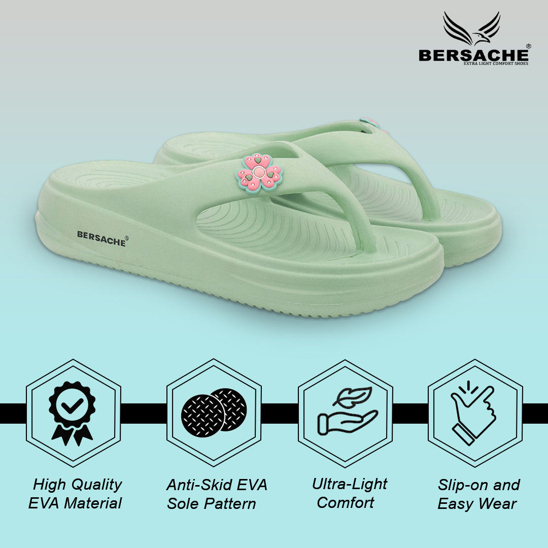Bersache Extra Soft Classic Casual  with Regular wear with Ultra Soft & Flexibility Technology Sandals for Women's-(6297-Green).