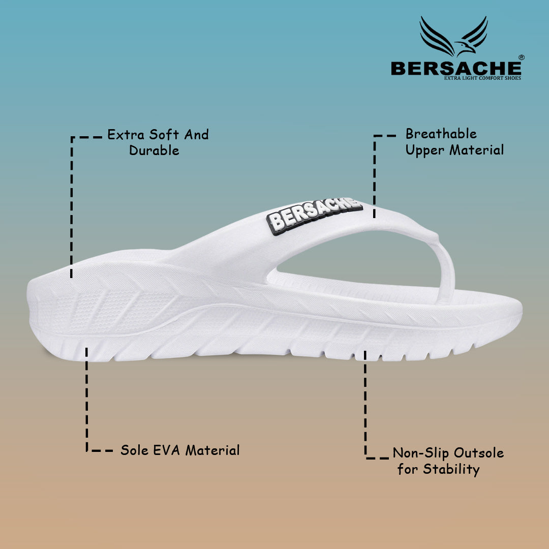Bersache Extra Soft Classic Casual with  Regular wear with Ultra Soft & Flexibility Technology Flip Flop for Men's & Boy's (6257-White)