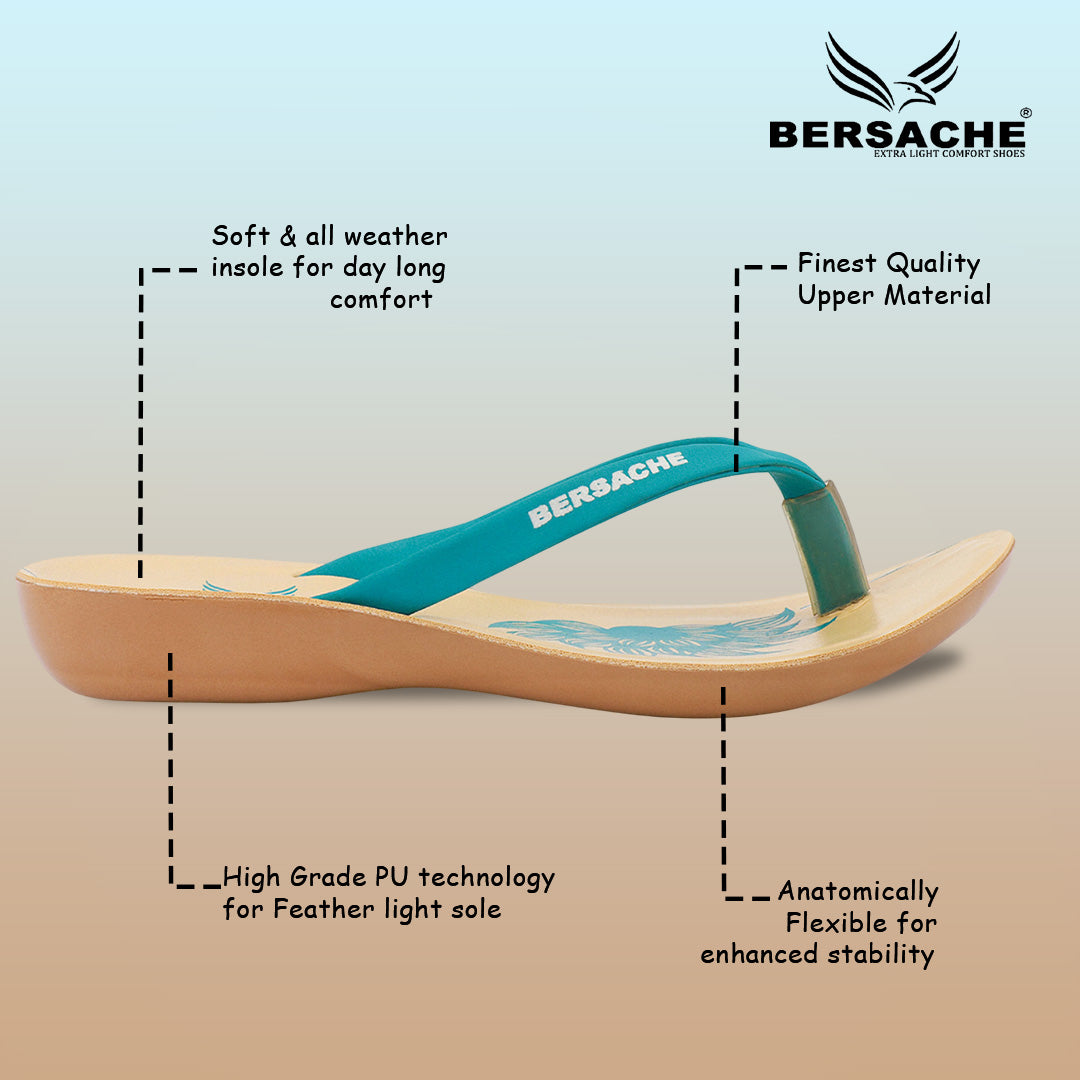 Bersache Extra Soft Classic Casual with  Regular wear with Ultra Soft & Flexibility Technology Flip-Flop for Women's & Girl's (6248-Green)
