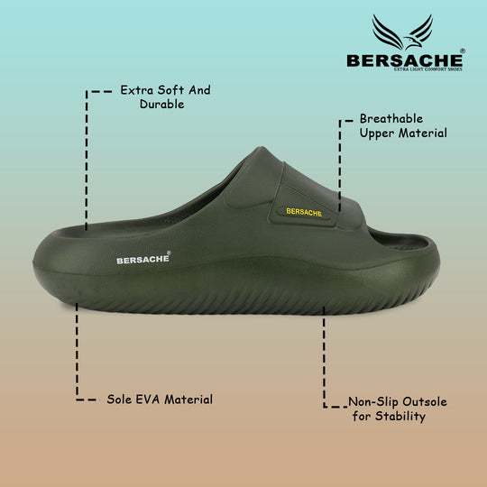 Bersache Extra Soft Classic Casual CHAPPAL with  Regular wear with Ultra Soft & Flexibility Technology  Slippers for Men's -(6281-Green)