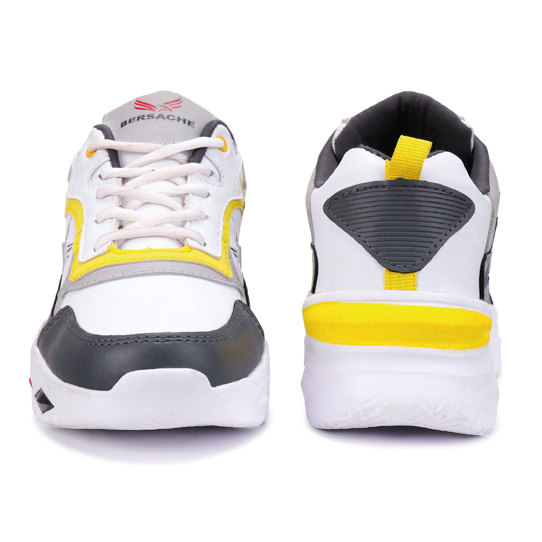 Bersache Lightweight Casual Sneaker Shoes For Men Yellow-9011