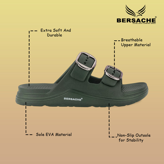 Bersache Extra Soft Classic Casual  with  Regular wear with Ultra Soft & Flexibility Technology Sandals for Men's-(6284-Green)