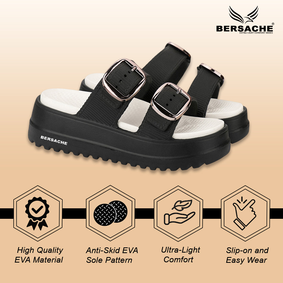 Bersache Extra Soft Classic Casual CHAPPAL with  Regular wear with Ultra Soft & Flexibility Technology  Slippers for Women's-(6362-Black).