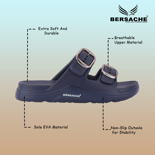 Bersache Extra Soft Classic Casual CHAPPAL with  Regular wear with Ultra Soft & Flexibility Technology  Slippers for Men's-(6285-Navy-Blue)