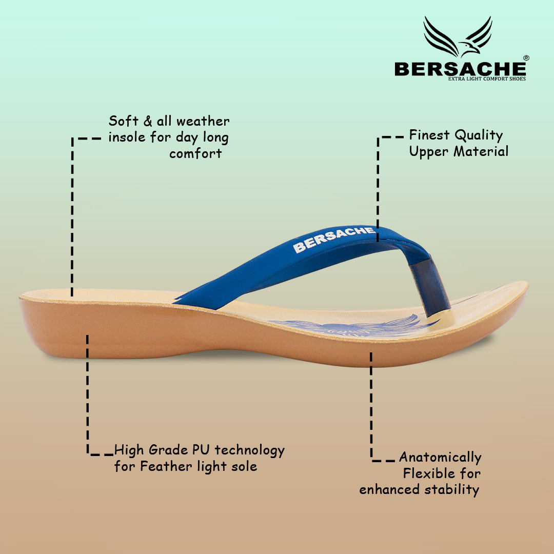 Bersache Extra Soft Classic Casual with  Regular wear with Ultra Soft & Flexibility Technology Slipper For Women's & Girl's-Blue-6246