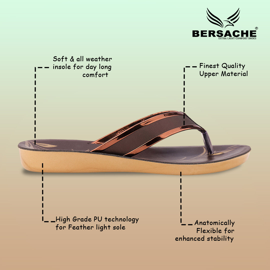 Bersache Extra Soft Classic Casual with  Regular wear with Ultra Soft & Flexibility Technology Sandal's For Women's & Girl's-(Dark-Brown)-6235