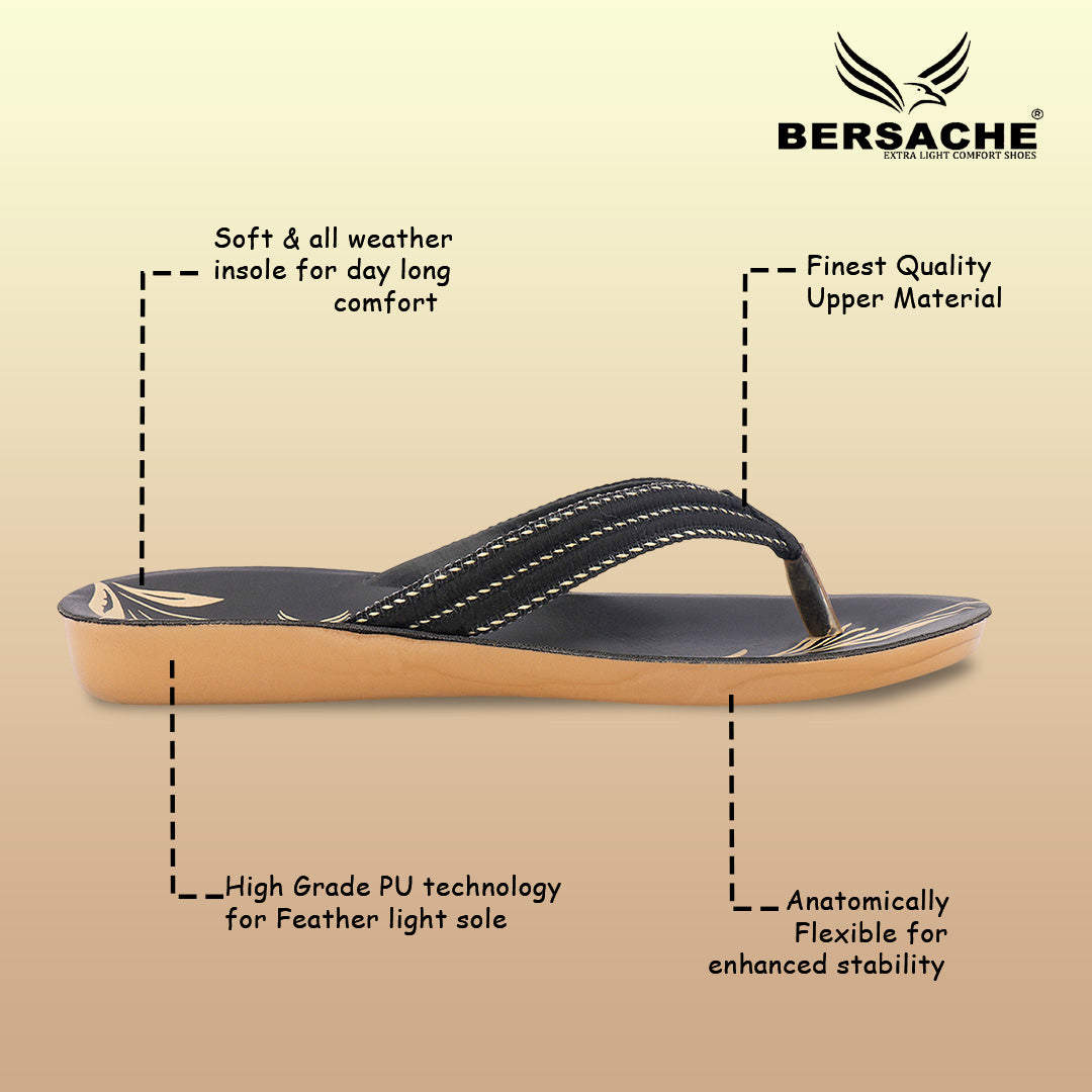 Bersache Extra Soft Classic Casual with  Regular wear with Ultra Soft & Flexibility Technology Slipper For Women's & Girl's-Black-6232