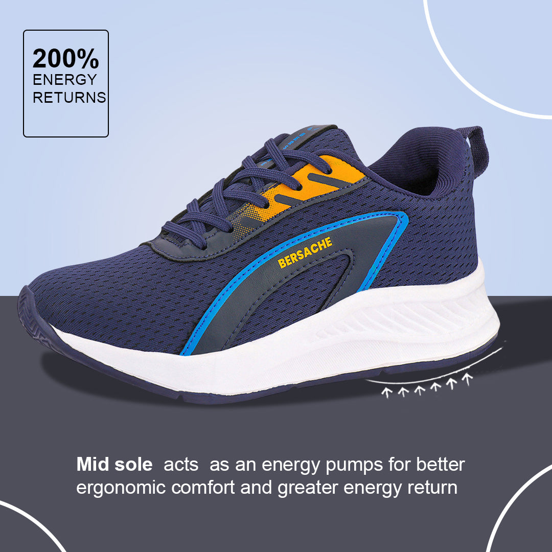 Bersache Lightweight Casual Sneaker Shoes For Men Blue-8089