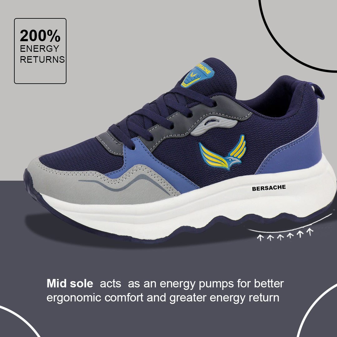 Bersache Casual Sneaker shoe for Men| Soft Cushioned Insole , Slip-Resistance Casuals For Men (Blue-8150).