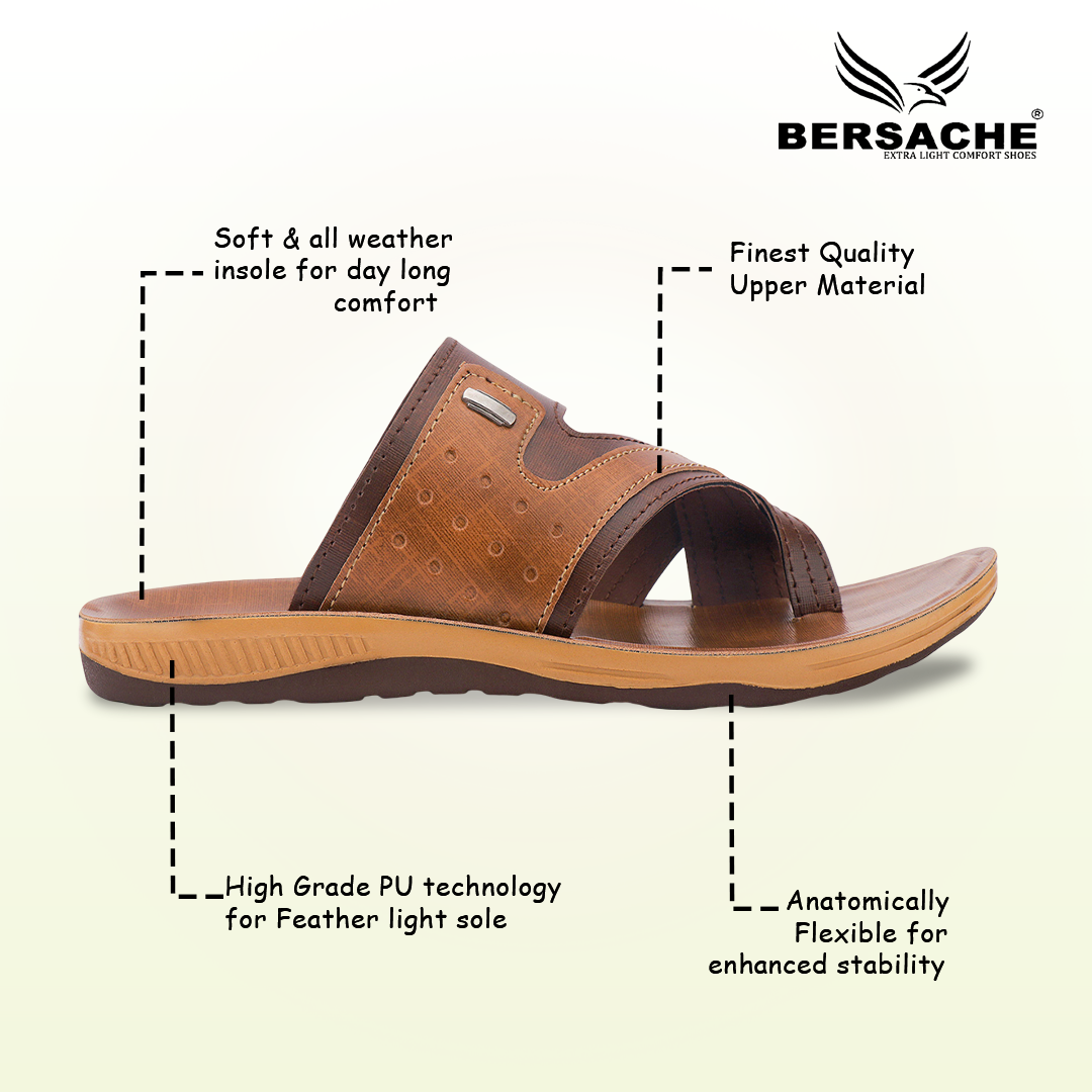 Bersache Extra Soft Classic Casual with  Regular wear with Ultra Soft & Flexibility Technology Slipper For Men's-Beige-6215