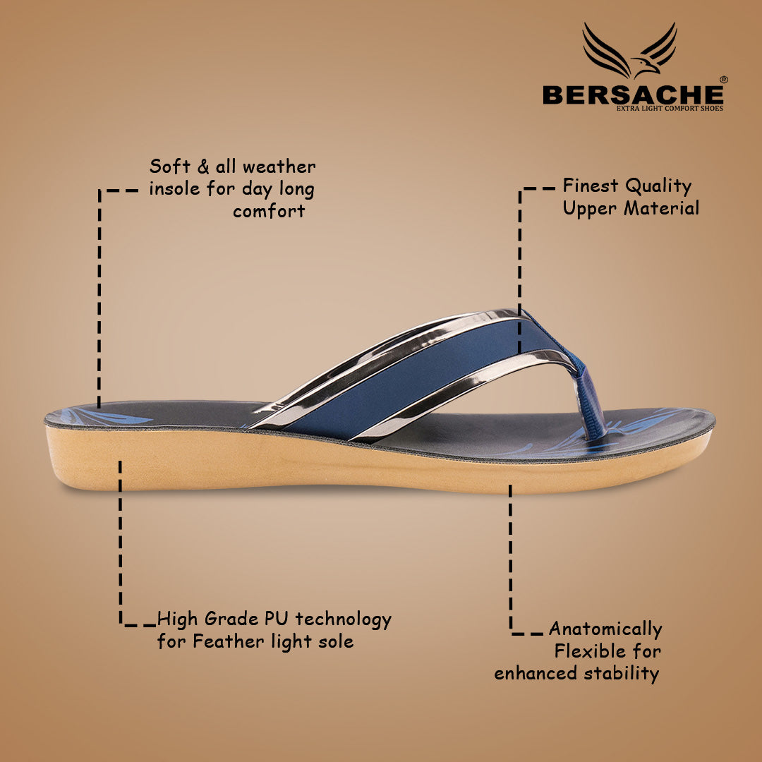 Bersache Extra Soft Classic Casual with  Regular wear with Ultra Soft & Flexibility Technology Slipper For Women's & Girl's-(6237-Blue)