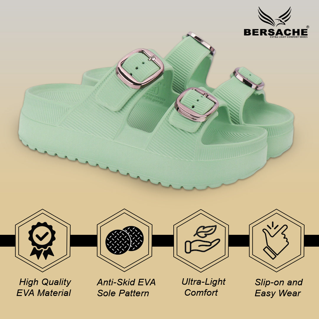 Bersache Extra Soft Classic Casual CHAPPAL with  Regular wear with Ultra Soft & Flexibility Technology  Slippers for Women's-(6296-Green).