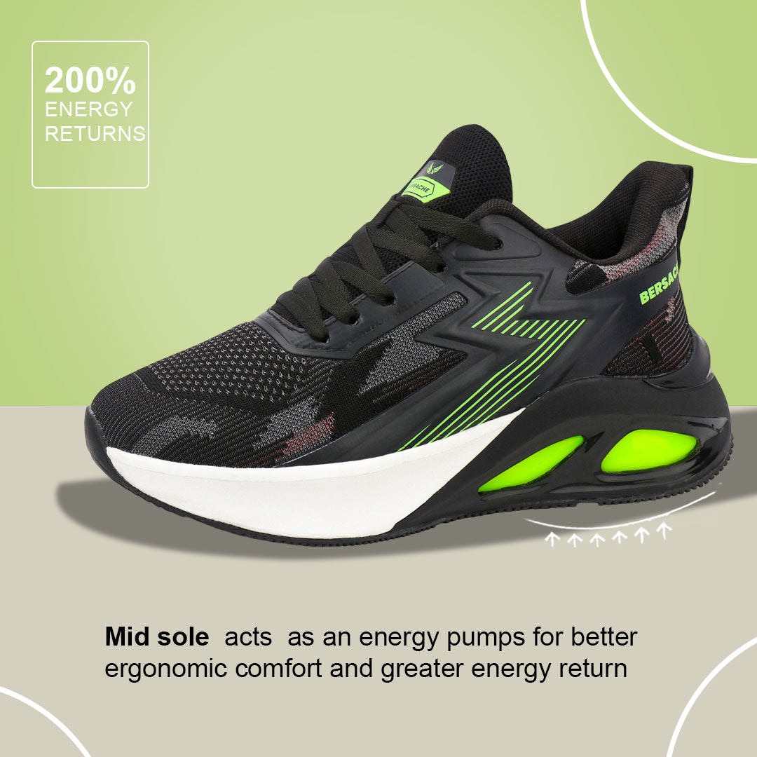 Bersache Casual Sneaker shoe for Men| Soft Cushioned Insole , Slip-Resistance Casuals For Men (Black-9218).