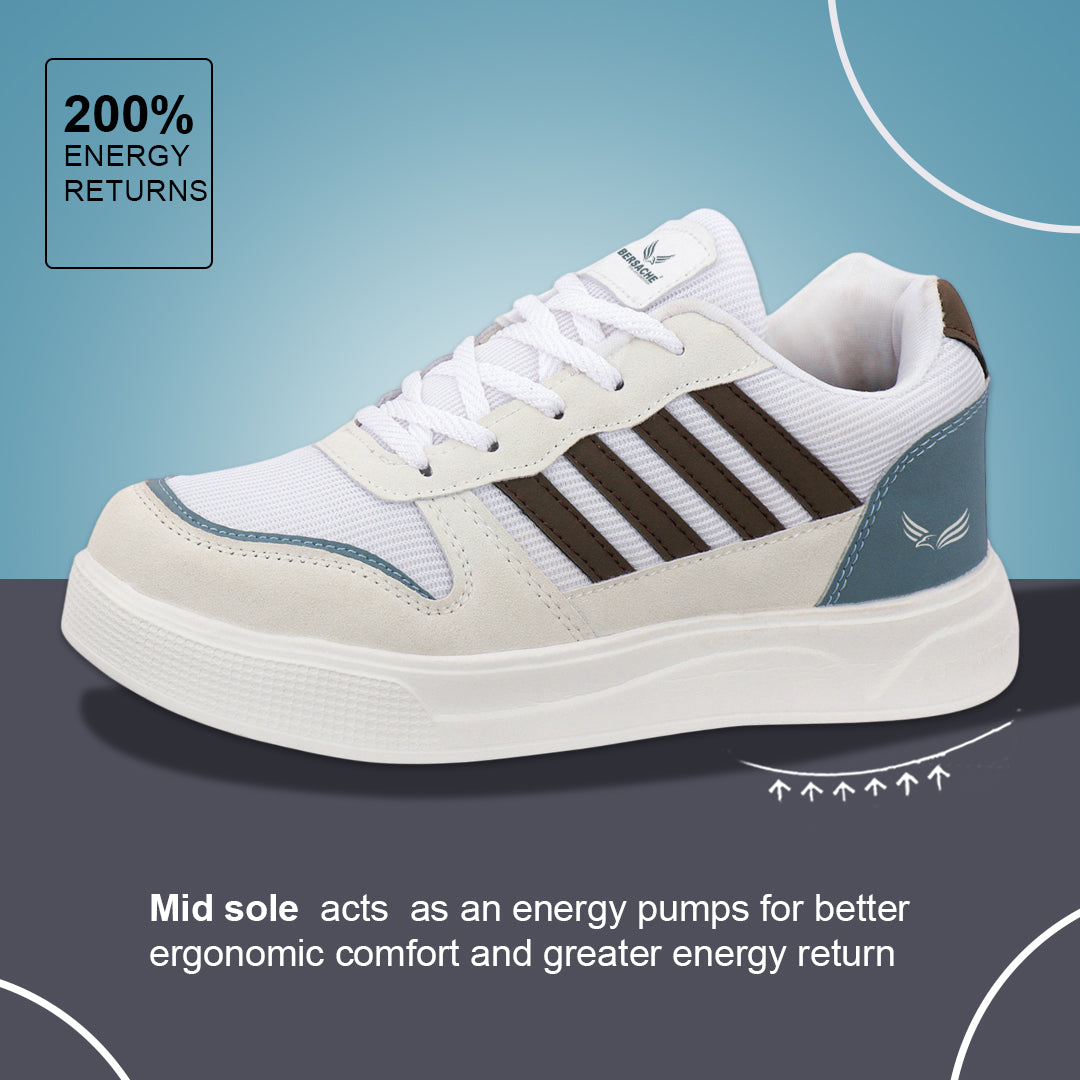 Bersache Casual Sneaker shoe for Men| Soft Cushioned Insole , Slip-Resistance Casuals For Men (White-8135)