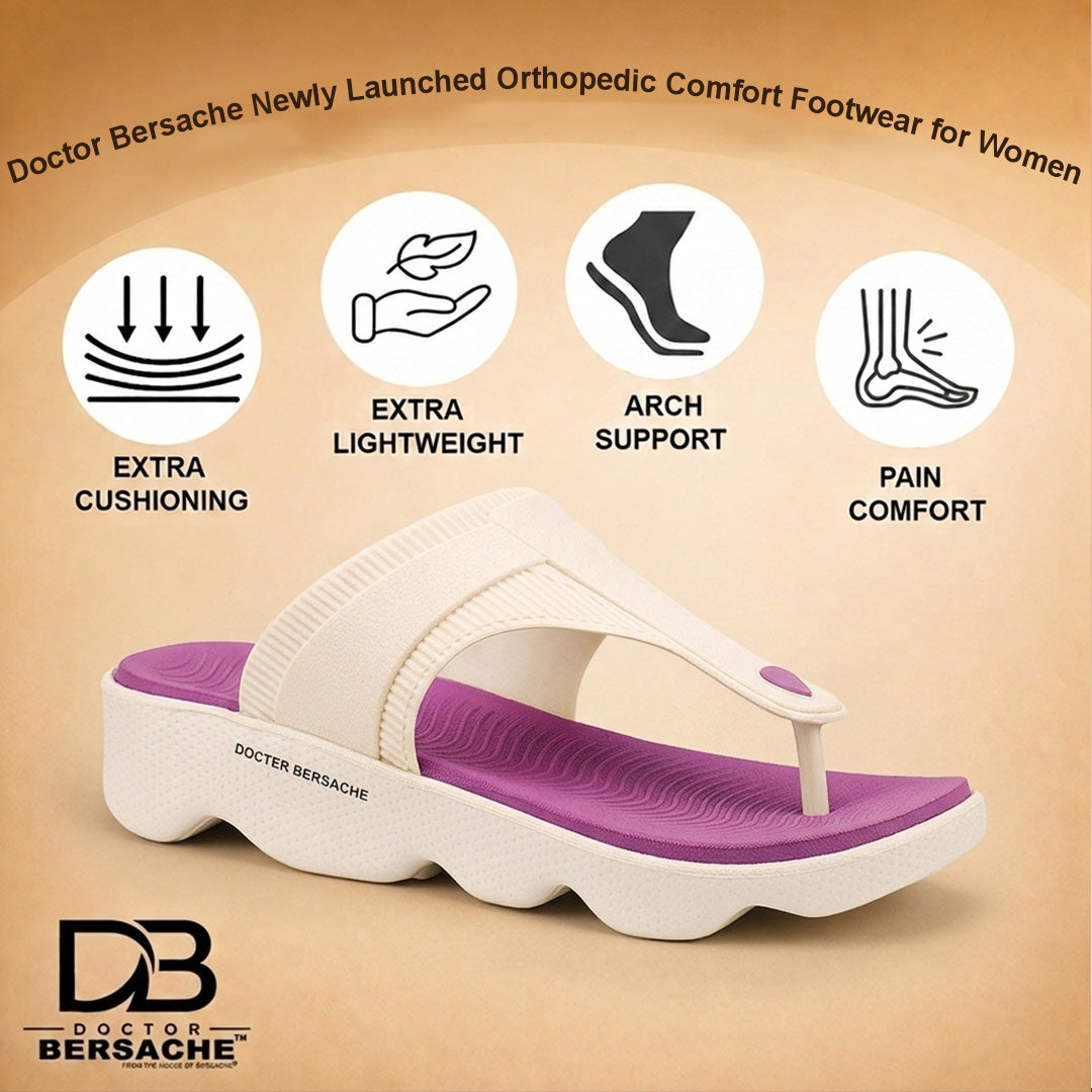 Doctor Bersache Newly Launched Orthopedic Comfort Slipper & Flip-Flop for Women | Diabetic Friendly | Extra Cushioning | Arch Support | Pain purple -DS119 .
