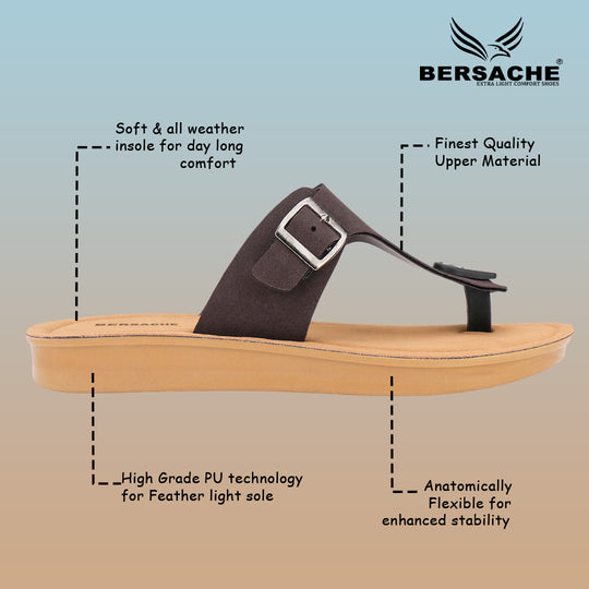 Bersache Extra Soft Classic Casual with  Regular wear with Ultra Soft & Flexibility Technology Flip-Flop for Women's & Girl's (6259-Brown)
