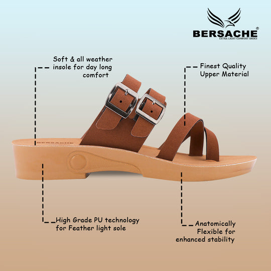 Bersache Extra Soft Classic Casual with  Regular wear with Ultra Soft & Flexibility Technology Flip Flop For women's/Girl's-(Brown-6238)