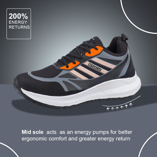 Bersache Lightweight Casual Sneaker Shoes For Men Black-8073