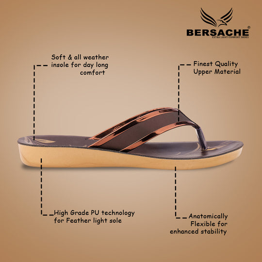 Bersache Extra Soft Classic Casual with  Regular wear with Ultra Soft & Flexibility Technology Slipper For Women's & Girl's-(Dark-Brown)-6235