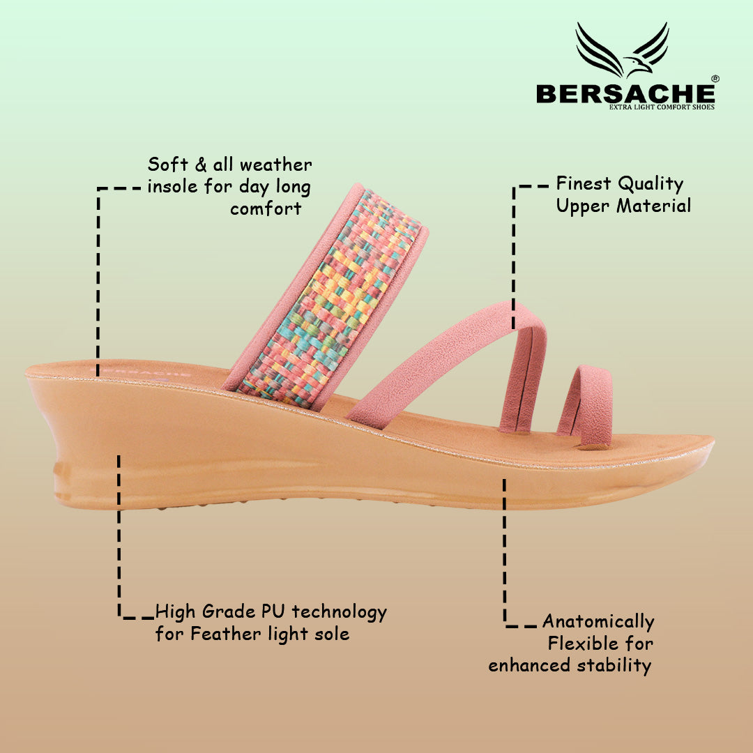 Bersache Extra Soft Classic Casual with  Regular wear with Ultra Soft & Flexibility Technology Sandal's For Women's & Girl's-(6241-Pink).