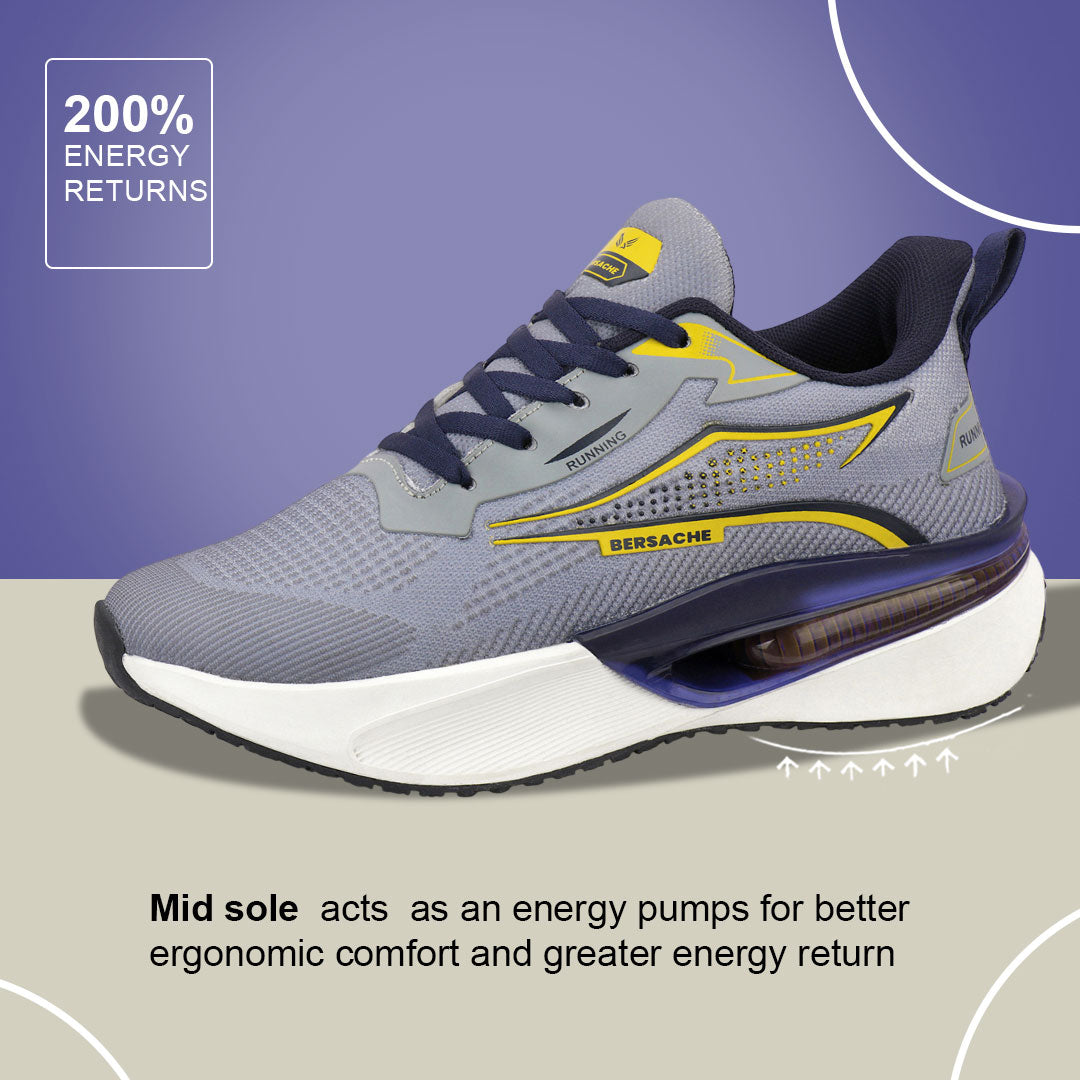 Bersache Casual Sneaker shoe for Men| Soft Cushioned Insole , Slip-Resistance Casuals For Men (Grey-9215)