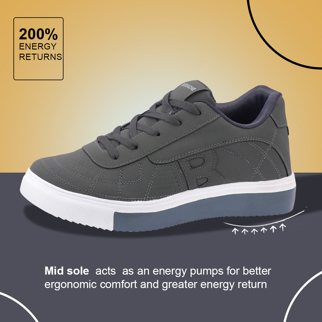 Bersache Casual Sneaker shoe for Men| Soft Cushioned Insole , Slip-Resistance Casuals For Men (8119-Grey)