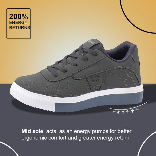Bersache Casual Sneaker shoe for Men| Soft Cushioned Insole , Slip-Resistance Casuals For Men (8119-Grey)