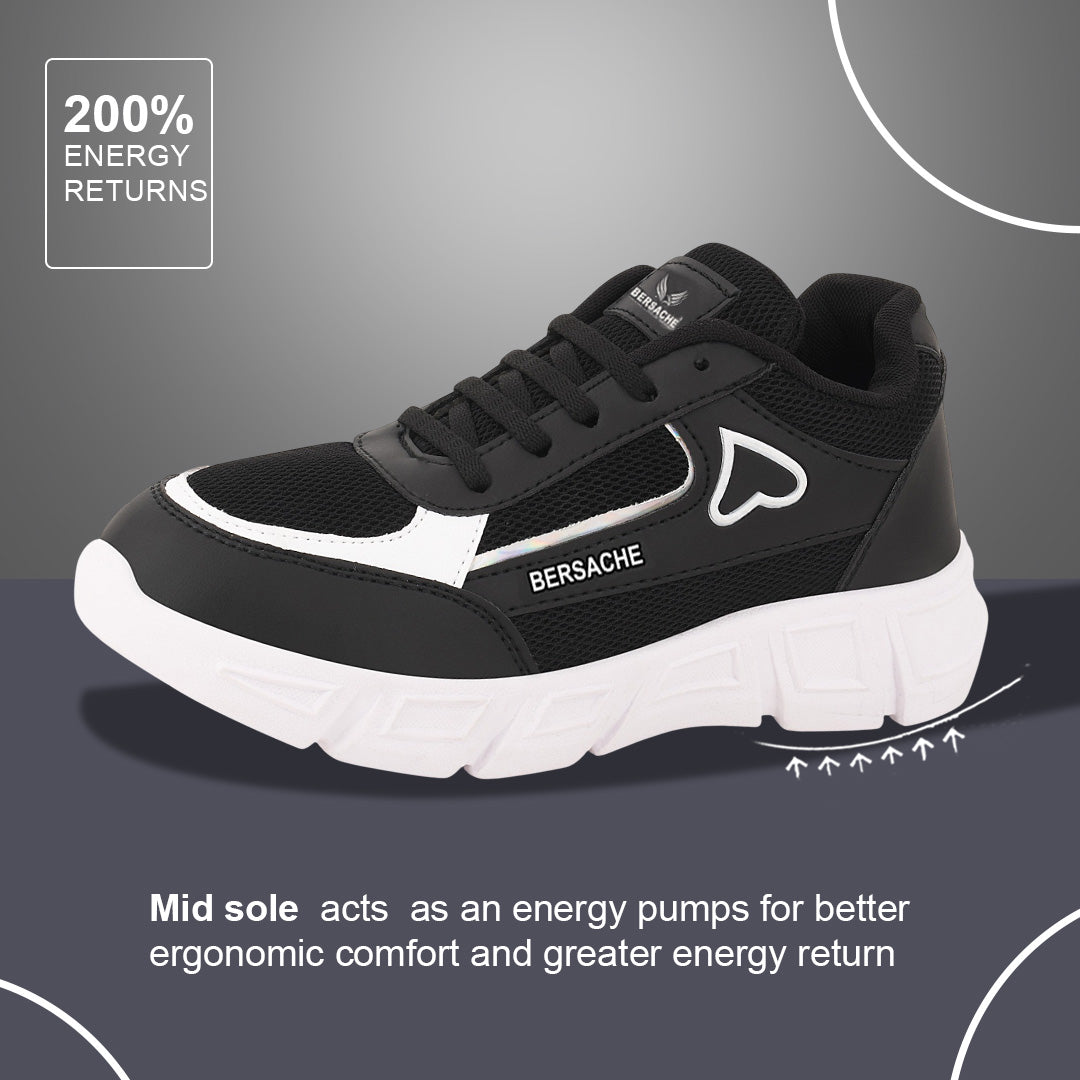 Bersache Casual Sneaker shoe for Women| Soft Cushioned Insole , Slip-Resistance Casuals For Women's-(8114-Black)
