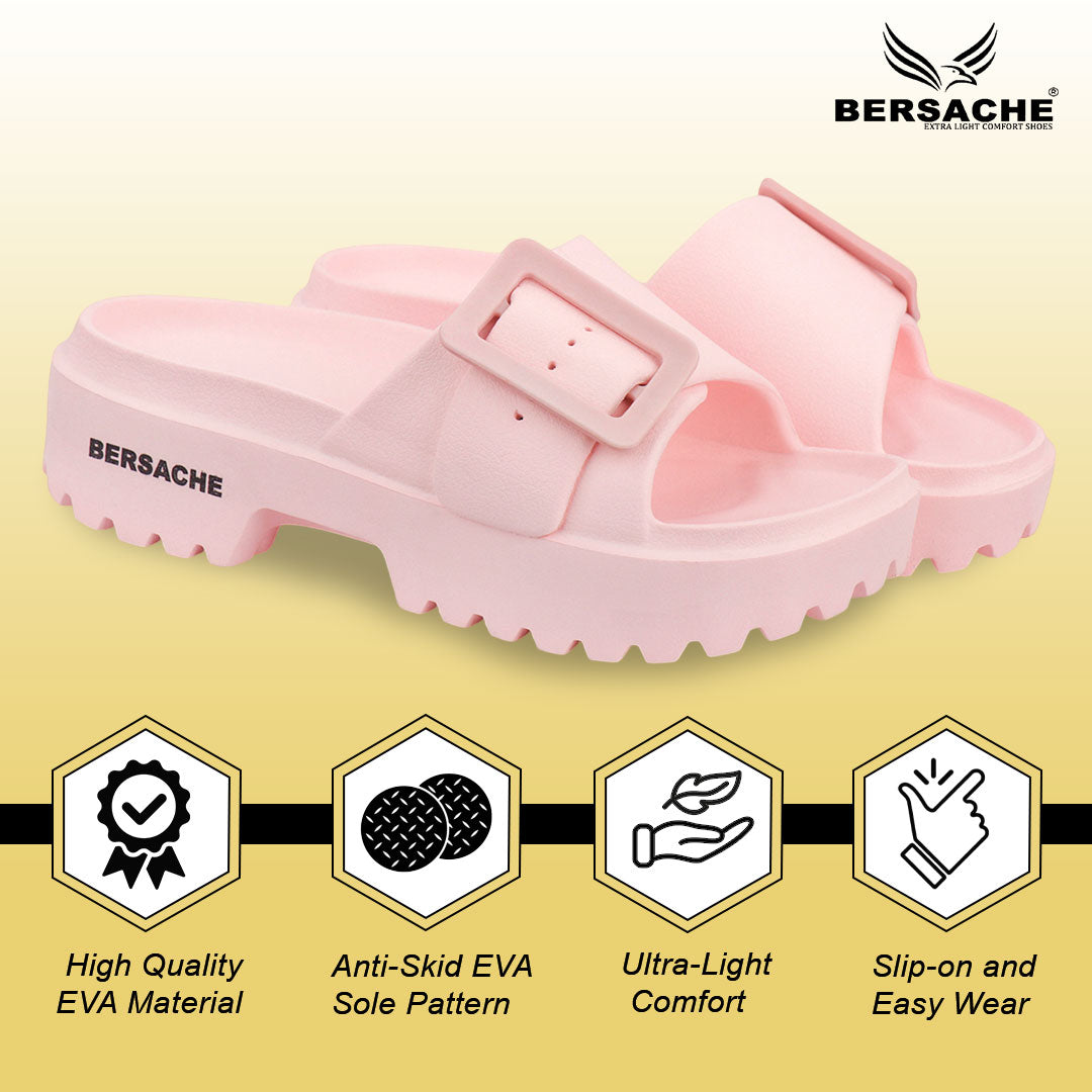 Bersache Extra Soft Classic Casual  with  Regular wear with Ultra Soft & Flexibility Technology Sandal for Women's-(6307-Pink)