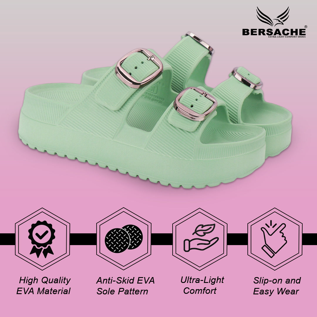 Bersache Extra Soft Classic Casual  with  Regular wear with Ultra Soft & Flexibility Technology Flip-Flop for Women's-(6296-Green).