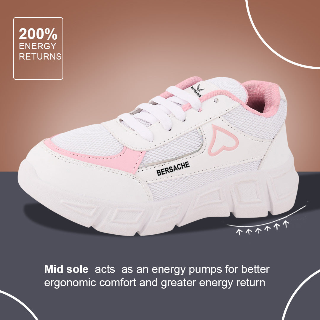 Bersache Casual Sneaker shoe for Women| Soft Cushioned Insole , Slip-Resistance Casuals For Women's-(8115-White)