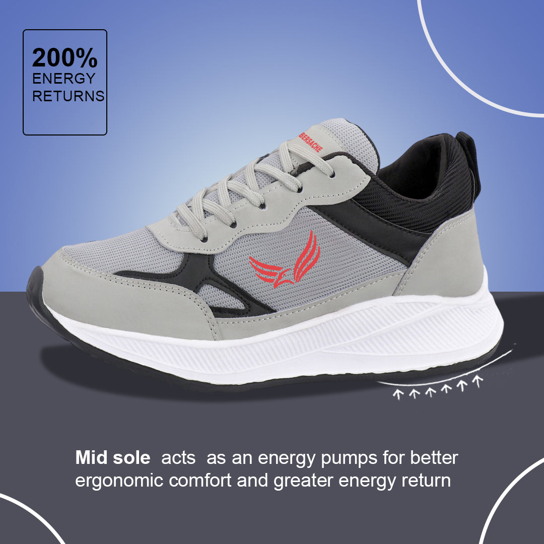 Bersache Casual Sneaker shoe for Men| Soft Cushioned Insole , Slip-Resistance Casuals For Men (Gray-8124)