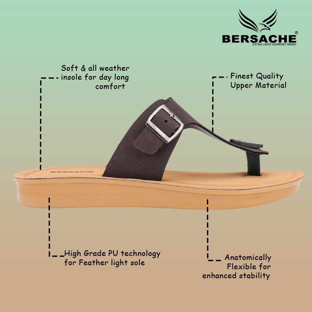 Bersache Extra Soft Classic Casual with  Regular wear with Ultra Soft & Flexibility Technology Slipper For Women's & Girl's-Brown-6259.