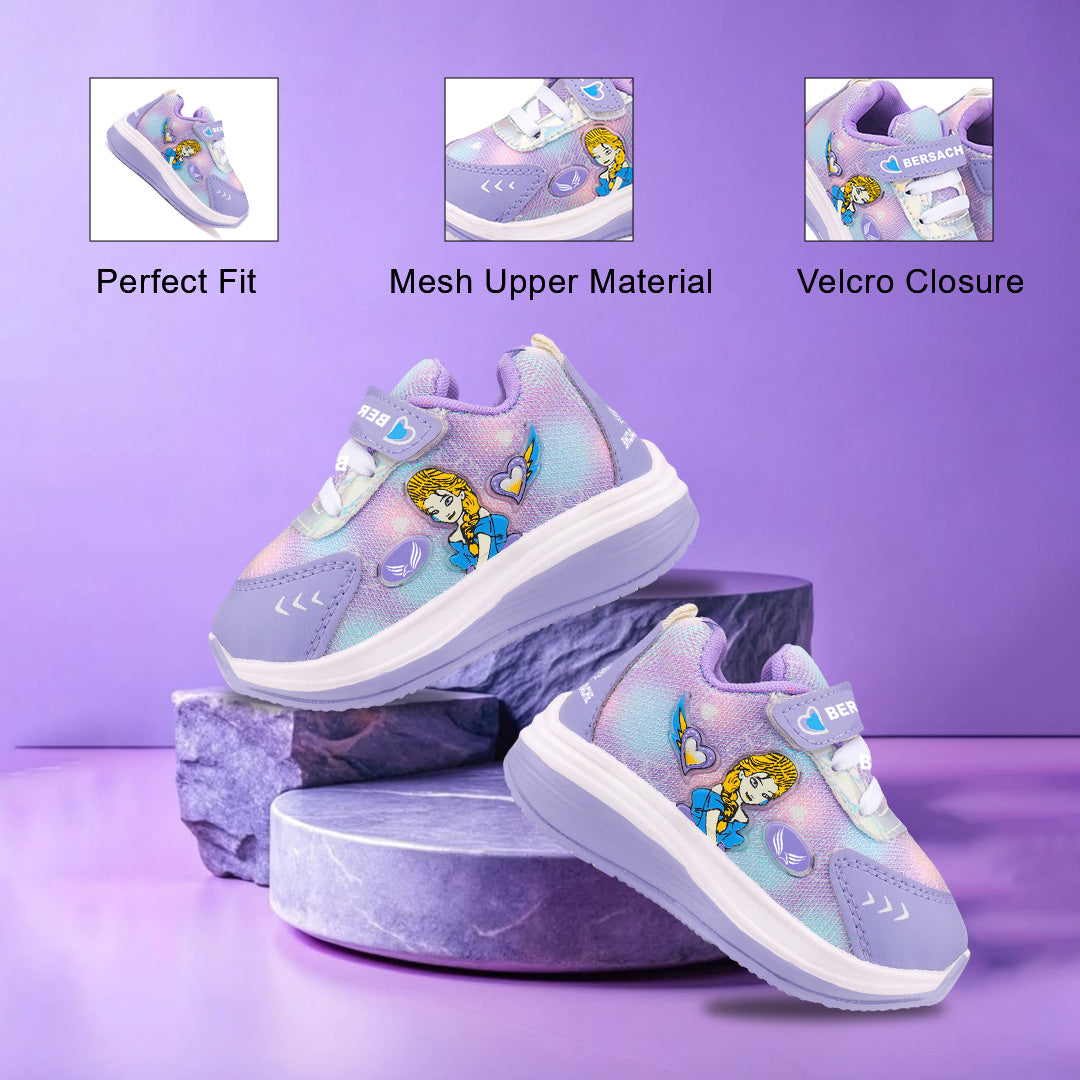 Bersache Casual Sneaker shoe for Kids|Soft Cushioned Insole,Slip-Resistance Casuals For Kids - Purple - 8075.