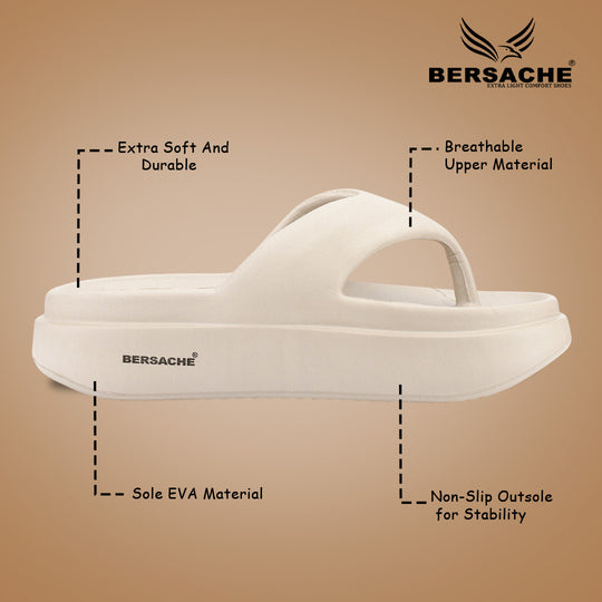 Bersache Extra Soft Classic Casual with  Regular wear with Ultra Soft & Flexibility Technology Slipper For Women's & Girl's-(Begie-6265)