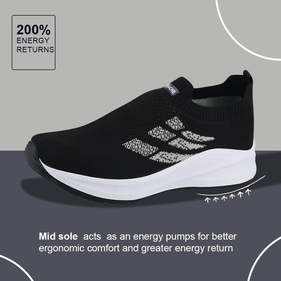 Bersache Lightweight Casual Sneaker Shoes For Men (Black-8109)