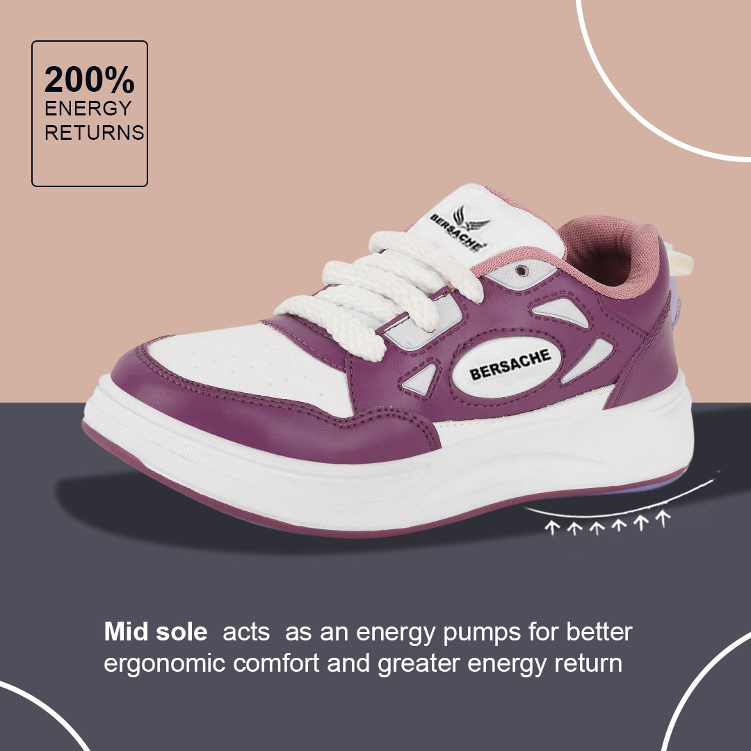 Bersache Casual Sneaker shoe for Women| Soft Cushioned Insole , Slip-Resistance Casuals For Women's-(8113-Purple)