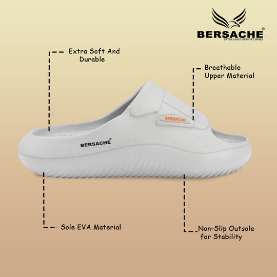 Bersache Extra Soft Classic Casual  with  Regular wear with Ultra Soft & Flexibility Technology Sandals for Men's-(6280-Grey)