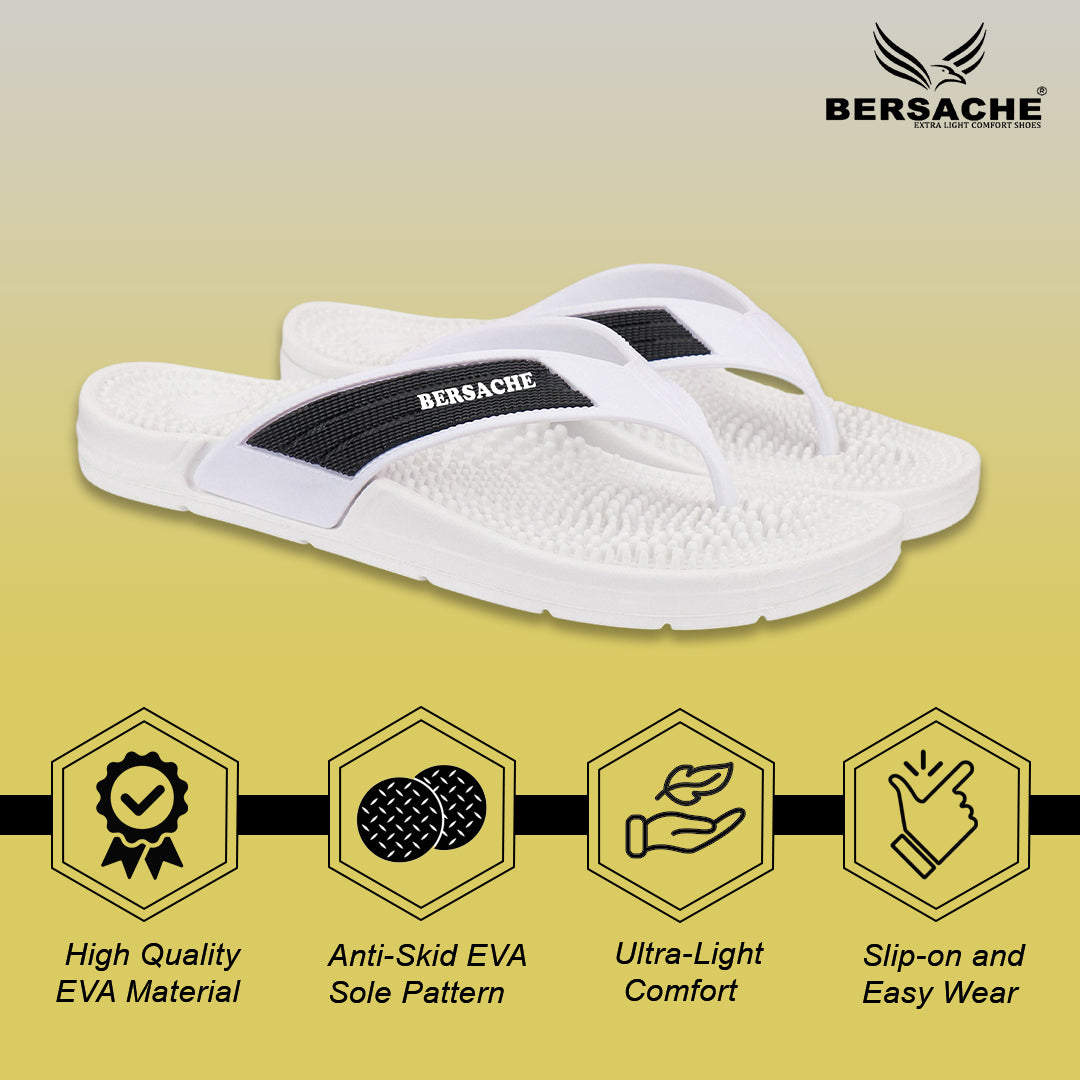 Bersache Extra Soft Classic Casual  with  Regular wear with Ultra Soft & Flexibility Technology Flip-Flop for Men's-(6338-White).