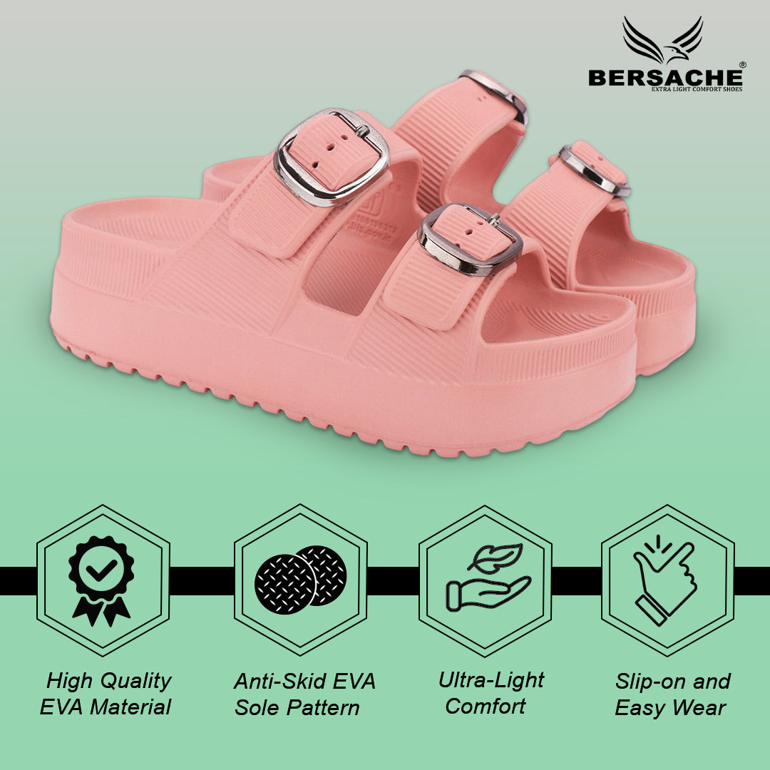 Bersache Extra Soft Classic Casual  with Regular wear with Ultra Soft & Flexibility Technology Sandals for Women's-(6295-Pink).