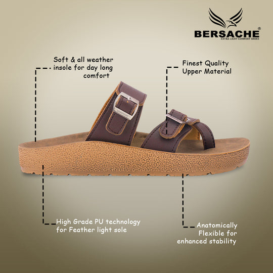 Bersache Extra Soft Classic Casual with Back Strap Regular wear with Ultra Soft & Flexibility Technology Flip-Flop for Men's/ Boy's-(Brown-6224)